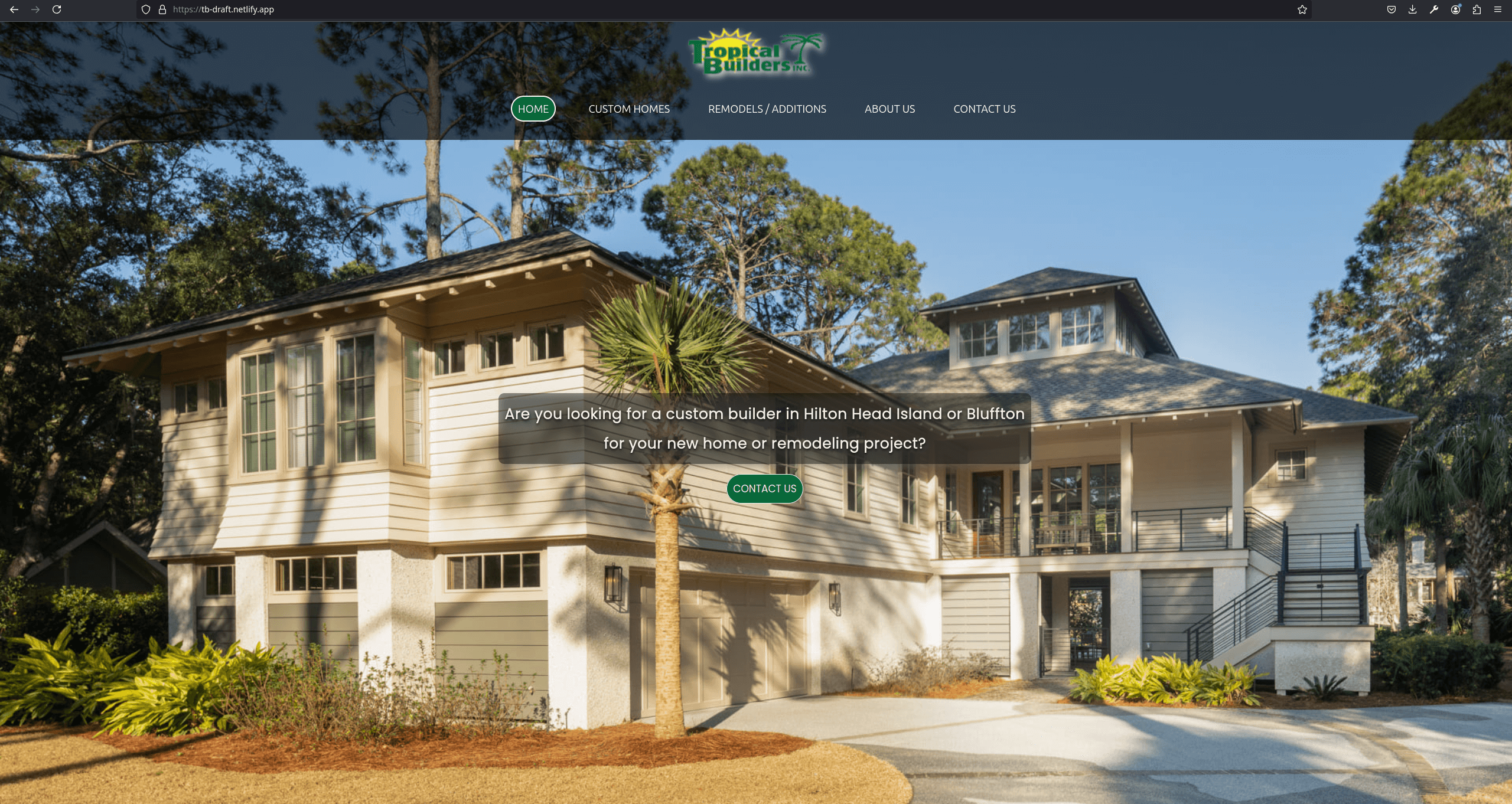 Tropical Builders website homepage